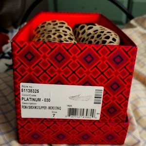 Tory Burch- Fiona Smoking Slipper- Platium Color-EUC